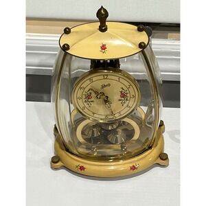 Vintage Schatz anniversary Clock German Glass Dome Floral not tested